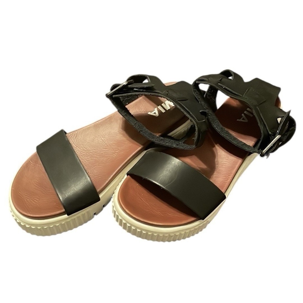MIA Women's Black Lunna Wedge Ankle Sandals Size 6‎